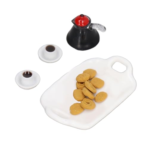 1:12 Dollhouse Coffee Set, High Simulations -Set, Harz L Kleiner Tragbares Dekor Exquisite Details Doll House Miniaturnahrungsgeschenke für von KIMISS