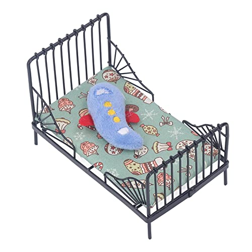 1:12 Miniaturbett, Metal Dollhouse Schlafzimmer Accessoire Toys Games Dolls Accessoires Möbel Europäische Schwarz für Leben Szene Dekoration Typ A (Typ B) von KIMISS