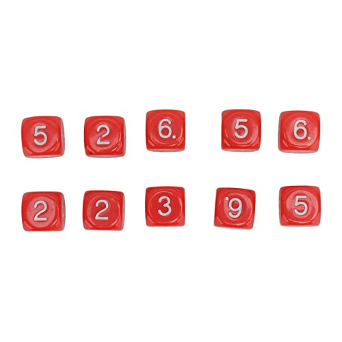 20 Stück 6-seitige, Nummerierte Würfel, 1 Polyedrisches Würfelset für Zahlenunterricht, Brettspiele, weiß, Schwarz, weiß, mit Zahlenzubehör, Kunststoff, 16 Mm Runde Ecke (Rot) von KIMISS