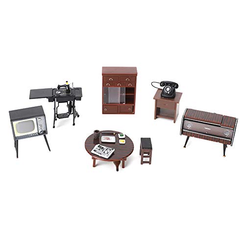 6PCS/Set Vintage Japanisch, 6PCS -Simulation Simulation Mini Modell Miniaturmöbel Möbel, 1 12 Zubehör für 18 Dollhouse Scale Dollhouse (6 Möbelstücke Set) von KIMISS
