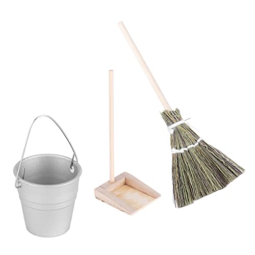 Dollhouse Besen, Eimer Dustpan Miniatur Housework Besen, Puppenhaus Dekor -Reinigungswerkzeuge Tun Play Toy Toy Tool von KIMISS