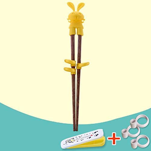 KIMISS 1 Paar Holzspannstäbchen - Cartoon Design Easy Learning Training Chopstäbchen für, BPA -frei, Sicher und Einstellbar für das Handwachstum (Green) von KIMISS