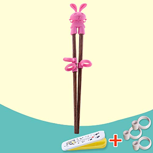 KIMISS 1 Paar Holzspannstäbchen - Cartoon Design Easy Learning Training Chopstäbchen für, BPA -frei, Sicher und Einstellbar für das Handwachstum (Pink Blau) von KIMISS