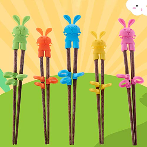 KIMISS 1 Paar Holzspannstäbchen - Cartoon Design Easy Learning Training Chopstäbchen für, BPA -frei, Sicher und Einstellbar für das Handwachstum (Yellow) von KIMISS