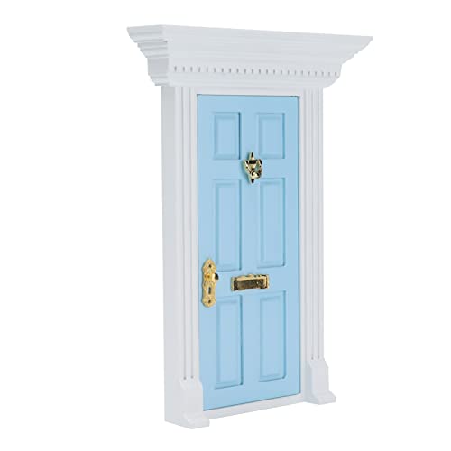 KIMISS 1:12 Miniaturpuppenhaus-Holztür-charmanter Eingang des Flachflats für Dollhouse-Möbel und Rollenspiele (Blue) von KIMISS