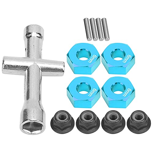 KIMISS 12mm Hex Hub 12mm Rad Hex Hub - -Adapter 6 Mm Dicker M4 Flanschverriegelungsmuttern Schraubenschlüssel Set 1/10 RC Auto Upgrade Teile (Blue) von KIMISS