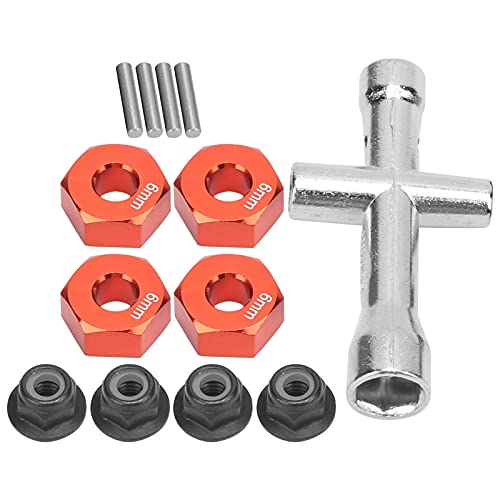 KIMISS 12mm Hex Hub 12mm Rad Hex Hub - -Adapter 6 Mm Dicker M4 Flanschverriegelungsmuttern Schraubenschlüssel Set 1/10 RC Auto Upgrade Teile (Rot) von KIMISS