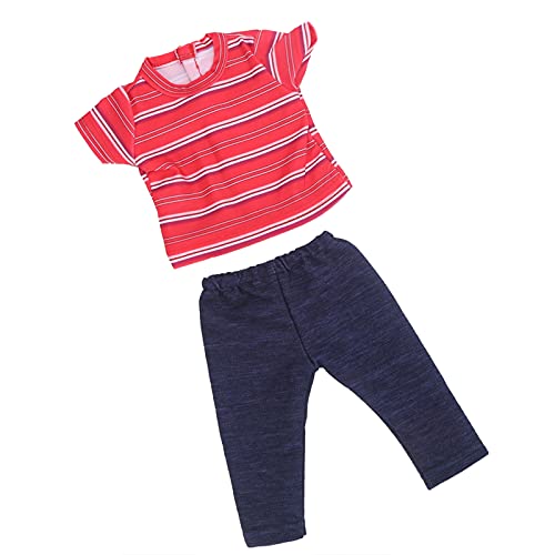 KIMISS 18 -Zoll -Puppenkleidung Outfit Set für Neugeborene Babypuppen Top & Hosen für 18 "Puppen Geschenkpartygeschenk Fantasiee Spielkleidung für (Qd18-059 rot und weiße Muster) von KIMISS