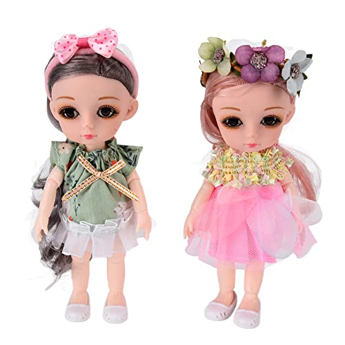 KIMISS 2pcs EN71 BJD Dull 6.7 Zoll Rotatable Fashion Dress Up Puppe für ab 3+ mit Atemberaubenden Kleidung und Accessoires von KIMISS