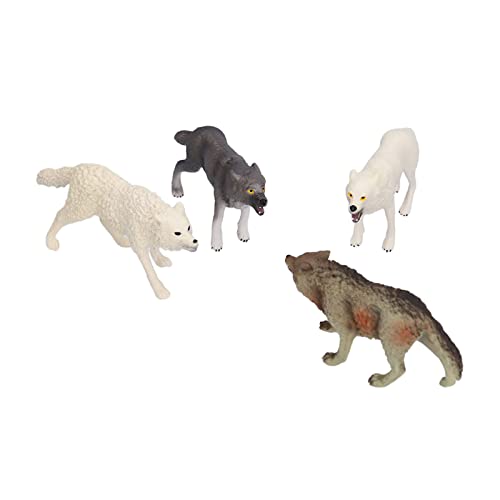 KIMISS 4PCS Wolf Spielzeugfiguren Set - Hand Machte Realistische Tieraktionsfiguren für Sammlung, E auf und Fantasievolles Spiel - Sichere PVC Modelle für und Sammler von KIMISS