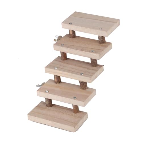 KIMISS 5 Schichten Natürliche Holzhamsterleiter & Papageienspielzeug - Klettern für Kleine Haustiere, Sicheres Ungiftiges Holzkäfig -Zubehör KIMISS 5 Schichten Natürliche Holzhamsterleiter & Papageienspielzeug - Klettern für Kleine Haustiere, Sicheres Ungiftiges Holzkäfig -Zubehör von KIMISS