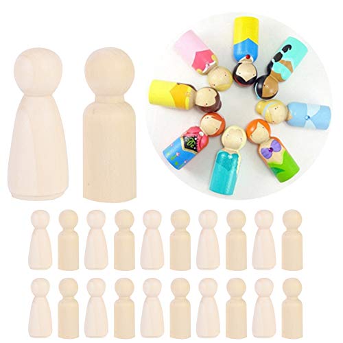 KIMISS 55 Mm DIY Painting Dolls - Hölzerne Männliche und Weibliche Figurenspielzeug für Kreative, Unterhaltsame Handwerksaktivitäten, Sichere und Glatte Oberfläche, für Dekor & Spiel von KIMISS