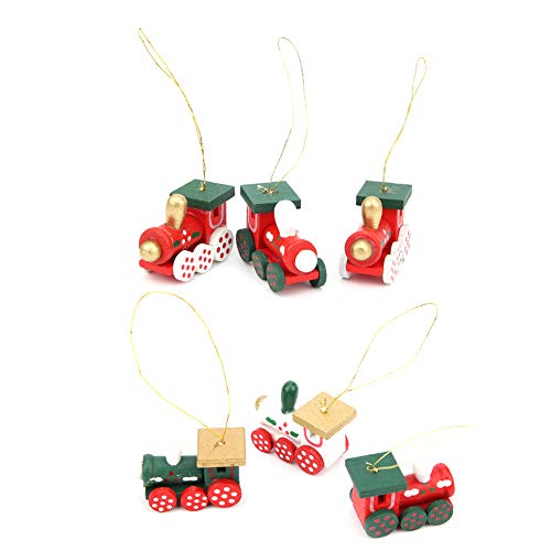 KIMISS 6pcs Holzzug Spielzeug - Weihnachtshänge -Ornamente für Urlaubsdekorationen, Ideal für Bäume, Kamine und Partys (Kleiner Anhängerzug) von KIMISS