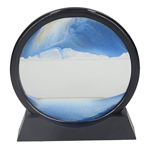 KIMISS 7 "Bewegung Sandkunst Bild - 3D Quicksand Malereidekor für Zuhause und Büro - Entspannende Tiefsee Sandscape für Schreibtischdekoration (Blue) von KIMISS