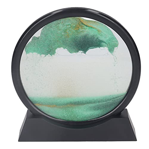 KIMISS 7 "Bewegung Sandkunst Bild - 3D Quicksand Malereidekor für Zuhause und Büro - Entspannende Tiefsee Sandscape für Schreibtischdekoration (Green) von KIMISS
