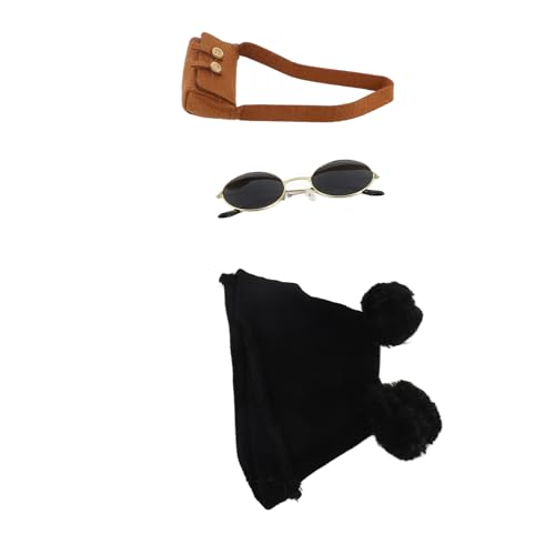 KIMISS Ausgestopfte Entenkleidung Set Plush Entenpuppenkleidung mit Schwarzem Hut -Pullover Braune Tasche und Sonnenbrille Entzückende Modische Gefüllte Puppenkleidung Zum Spielen und Lernen von KIMISS