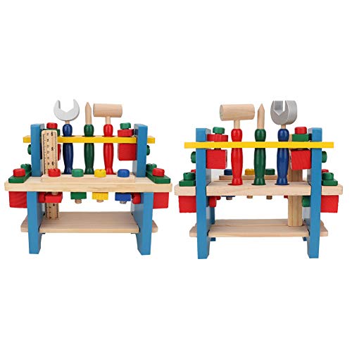 KIMISS Baby DIY -Werkzeugtisch Set - Frühes Versammlungsspielzeug mit Schraubendreher, Hammer, Schreng und Skaleplatte für das Alter 3+ Sicheres Holzdesign für die Hand Auge Koordination und von KIMISS