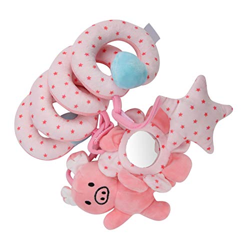KIMISS Baby Kinderwagen Hanging Toy - Weiche Plüsch -Spiralaktivität Rassel für Säuglinge | Buntes Krippen und Autospielzeug für Neugeborene Stimuliert SEH und Sensorische Entwicklung (rosa Schwein) von KIMISS