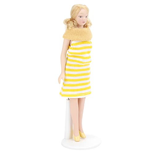 KIMISS Blonde Haarpuppe Im Gelben Kleid - 1:12 Puppenhaus -Zahlen für Spiel & Sammlung Wunderschön Gefertigte Keramikpuppe für Puppenhauszubehör von KIMISS