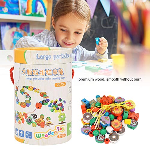KIMISS Bunte Hölzerne Perlen, das Spielzeug für - 70 -teilige Set, um die Farbkennung und die Feinmotorik zu Verbessern, und Feinmotorische Fähigkeiten KIMISS Bunte Hölzerne Perlen, das Spielzeug für - 70 -teilige Set, um die Farbkennung und die Feinmotorik zu Verbessern, und Feinmotorische Fähigkeiten von KIMISS