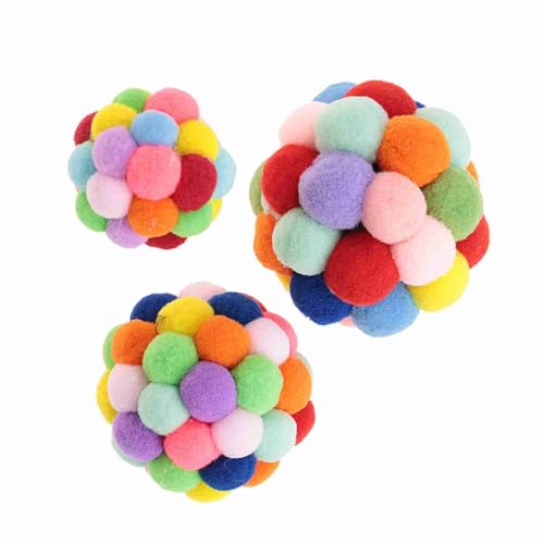 KIMISS Buntes Haustierplüsch, Ballspielzeug Soft Dog Puppy Katze Spielen Bälle Übungen mit Bell Zum Kauen Trainingswerkzeug (L) von KIMISS
