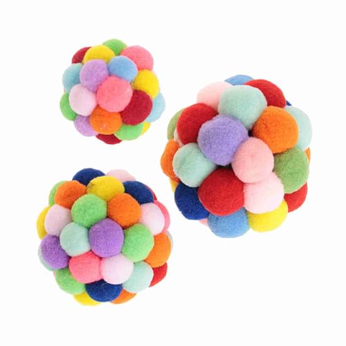 KIMISS Buntes Haustierplüsch, Ballspielzeug Soft Dog Puppy Katze Spielen Bälle Übungen mit Bell Zum Kauen Trainingswerkzeug (S) von KIMISS