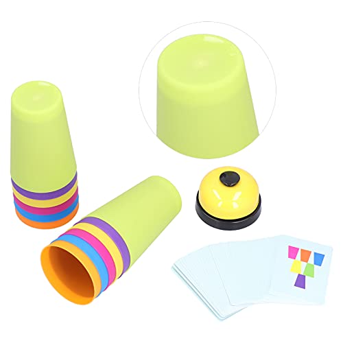 KIMISS Buntes Stapelbecherspiel-Set mit Bildkarten- e Onal-Baby-Spielzeug für Elterninteraktion, Entwickelt Hand-Auge-Koordination und Logische Argumentation (Zwei-Spieler-Match Cup Stack) von KIMISS