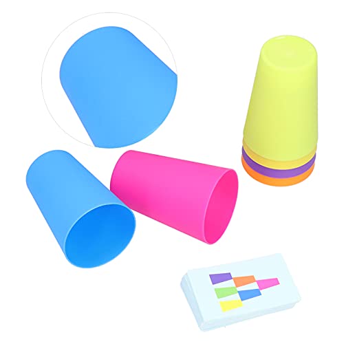 KIMISS Cup Toy, Stapel Cups Game Set Bildkarten Buntes Stapelspielzeug, Kleinkindspielzeugsortier und Frühes Bildungsbaby Spielzeug -Spieler Interaktiv für Zuhause (Single-Player-Match Cup Stack) von KIMISS