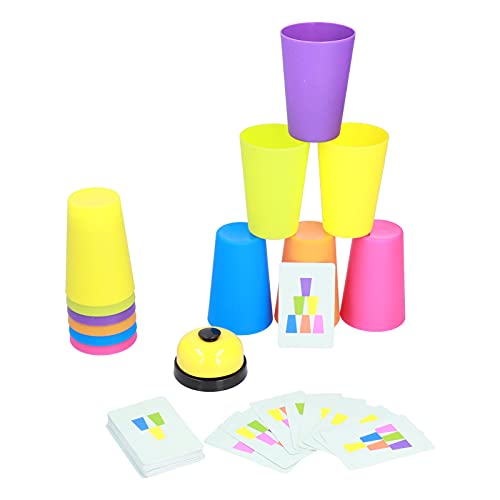 KIMISS Cup Toy, Stapel Cups Game Set Bildkarten Buntes Stapelspielzeug, Kleinkindspielzeugsortier und Frühes Bildungsbaby Spielzeug -Spieler Interaktiv für Zuhause (Zwei-Spieler-Match Cup Stack) von KIMISS