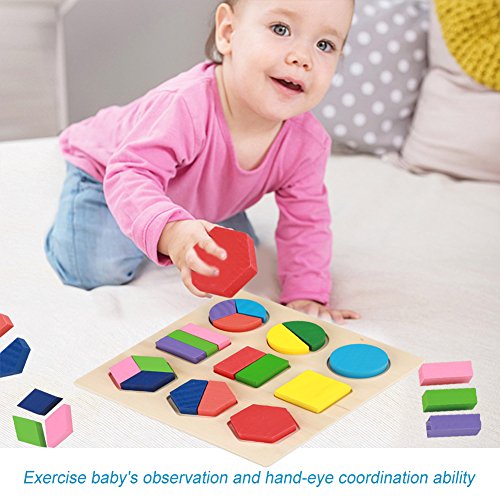 KIMISS E Onal Holzspielzeug, Sortieren, Stapeln und Steckungs Spielzeug Geo -Formblockbauer -Bildungsset Geometrisches Puzzle Kognitive Matching Early Learning Tool 3 Baby Baby (EIN Drittel) von KIMISS