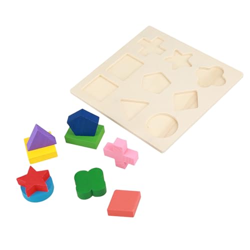 KIMISS E Onal Holzspielzeug, Sortieren, Stapeln und Steckungs Spielzeug Geo -Formblockbauer -Bildungsset Geometrisches Puzzle Kognitive Matching Early Learning Tool 3 Baby Baby (Eins in eins) von KIMISS