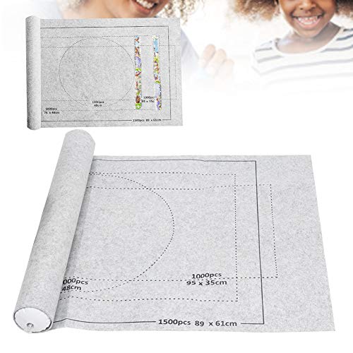 KIMISS Filzpuzzle Matten -Puzzles Rollen Sie Aufbewahrungskissen - Puzzledecke für 1500 teilige Puzzles Nicht Rutschspielmatte mit Aufblasbarem Rohr (26 * 46 Zoll) von KIMISS