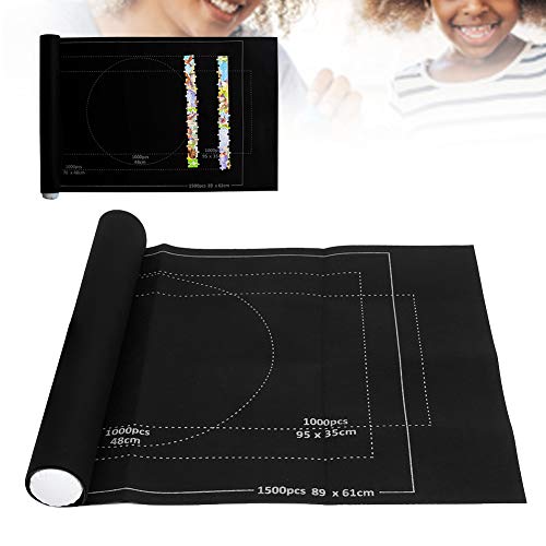 KIMISS Filzpuzzle Matten -Puzzles Rollen Sie Aufbewahrungskissen - Puzzledecke für 1500 teilige Puzzles Nicht Rutschspielmatte mit Aufblasbarem Rohr (26 * 46 Zoll) von KIMISS