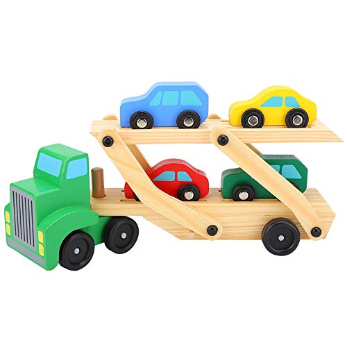 KIMISS Holzspielzeugtransportwagen mit Mini -Auto -Modellen Frühes Spielspiel für Kleinkinder von KIMISS