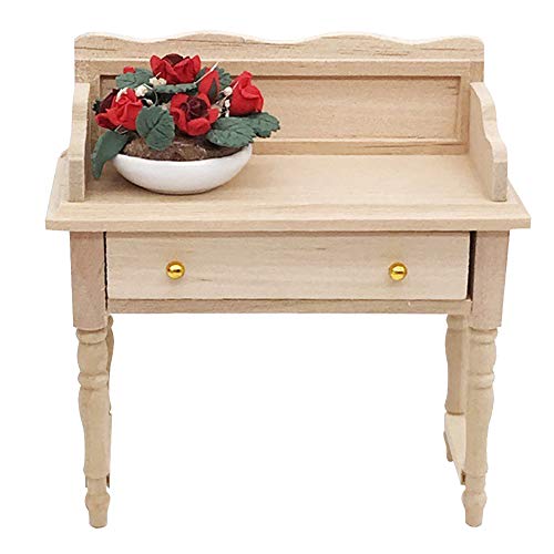 KIMISS Miniatur -Holzschreibtisch für 1:12 Puppenhaus - Stylish Wohnzimmerzubehör für Puppenhausmöbel von KIMISS
