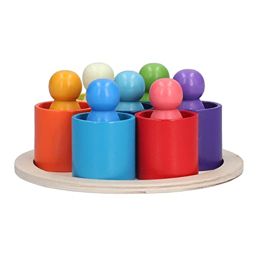 KIMISS Peg Dolls, 7pcs Hölzern mit Round Tray People Dolls, Playset Toys e Onal für Sortieren und Stapeln Vorschule (#1) von KIMISS