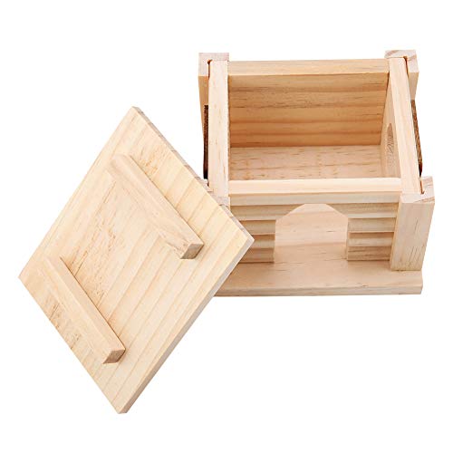 KIMISS Pet Hamster House, Holz OD Home Openwork Spitze 1pc Holzhaus Flat Top Kabine Rattennester Fenster Hütte Spiel Spielzeug Aussichtsraum für Kleine S -Gräbeln Hamster Leben von KIMISS