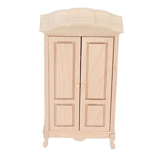 KIMISS Puppenhaus Miniaturgarderobe 1/12 Skala Doppel -Türschrank - Holzpuppe Armoire Möbelzubehör für 'Dollhouse von KIMISS