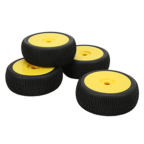 KIMISS RC-Felgen und -Reifen, 17-mm-Nabe, 4 Stück Vorder- und Hinterräder mit Umweltfreundlichen Sechskantreifen, Griffpolster für 1 8 Off-Road-Auto-Upgrade-Teile (Yellow) von KIMISS