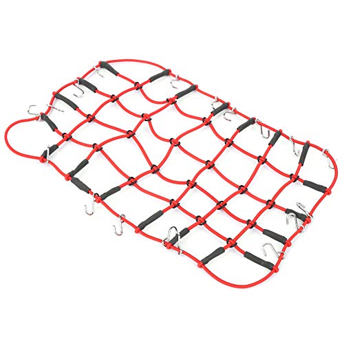 KIMISS Rcwler Zubehör 4 Gepäcknetz 1:10 Elastisches Gepäckdachträgernetz Dehnbares Simulationszubehör für 1 8 1 10 Rcwler Rcwler Gepäcknetz (Rot) von KIMISS