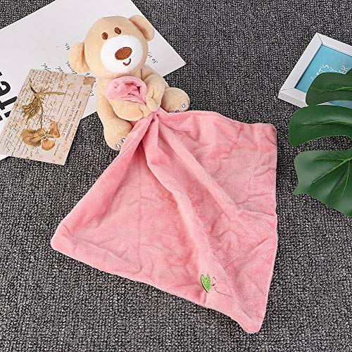 KIMISS Säuglingssicherheit Handtuch Cartoon Tierpuppe - Babybär Beruhigendes Handtuch Zum Tröstenden Schlaf und Greifen (PINK) von KIMISS