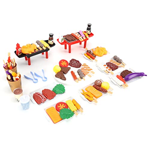 KIMISS Simulation BBQ Toys Set - Barbecue Kebab Küchenzubehör für Interaktives Spiel und Frühes Lernen (BBQ Kebabs 80 Stück Set Set) von KIMISS