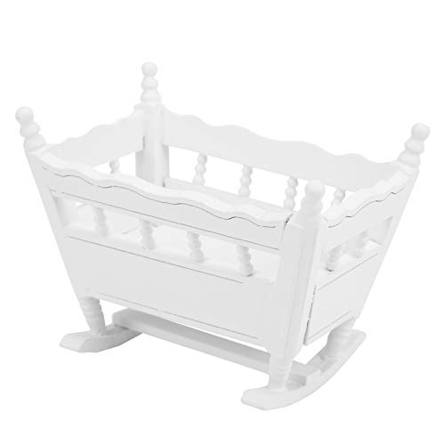 KIMISS Spielzeug Babybett, Hölzerne Weiße Wiegenmodell Miniatur Ornament Doll Bunk Dollhouse Möbel Handwerk Accessoire für 1:12 Betten KIMISS Spielzeug Babybett, Hölzerne Weiße Wiegenmodell Miniatur Ornament Doll Bunk Dollhouse Möbel Handwerk Accessoire für 1:12 Betten von KIMISS