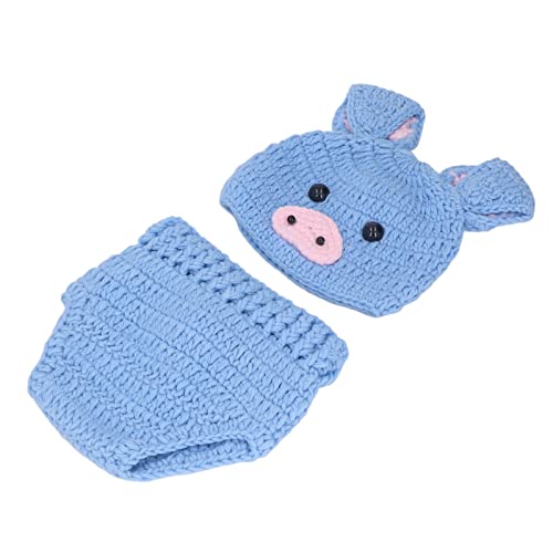KIMISS Süße Tierbabyfotografie Kostüme - Wollfaden -Outfits für Säuglinge, Ideale Foto Requisiten für 0-3 Monate (Seeblau) von KIMISS