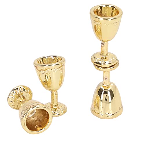 Miniaturweinbecher Cup, 4PCS Cups Simulationslegierung Charming Exquisite Toys Games Dolls Accessoires Puppenhaus Dekor Robust 1:12 4 Goldgläser für (4 Golden) von KIMISS