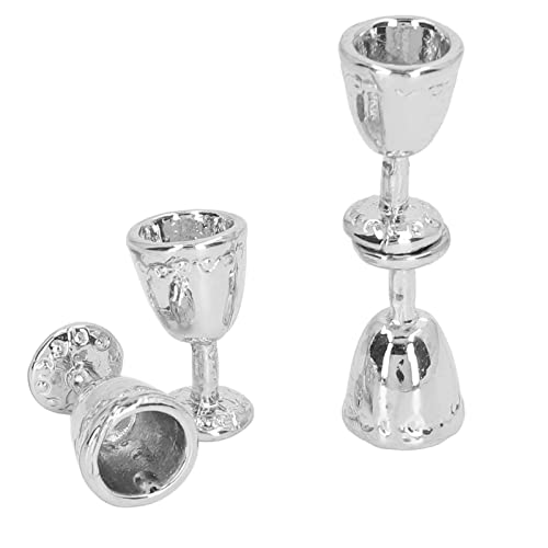 Miniaturweinbecher Cup, 4PCS Cups Simulationslegierung Charming Exquisite Toys Games Dolls Accessoires Puppenhaus Dekor Robust 1:12 4 Goldgläser für (4 Silber) von KIMISS