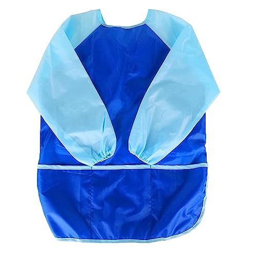 Bastelschürze kinder, KIMMAX Malschürze Malerkittel mit Ärmeln für Kinder von 7 bis 12 Jahren für Schule Kunst Malerei,Kochen (Blau (L,125-145cm)) von KIMMAX