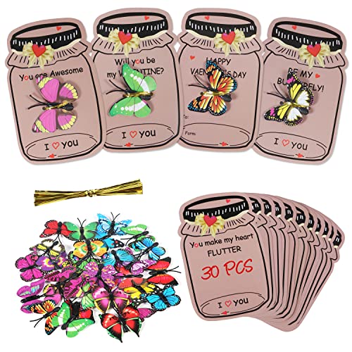 30 Stück Valentinstagskarten mit süßen Liebeskäfern, Schmetterlingen, Spielzeug, Valentinstagskarten für Kinder, Austauschkarten für Kinder, Geschenkdekoration, Schulaustausch 30 Stück Valentinstagskarten mit süßen Liebeskäfern, Schmetterlingen, Spielzeug, Valentinstagskarten für Kinder, Austauschkarten für Kinder, Geschenkdekoration, Schulaustausch von KINBOM