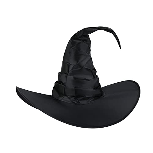 KINBOM Halloween Hexenhut, 45x45cm Gerüschter Hexenhut Damen Kostüm & Cosplay Zauberer Hut Kind Dekoration für Halloween Party (Schwarz) von KINBOM