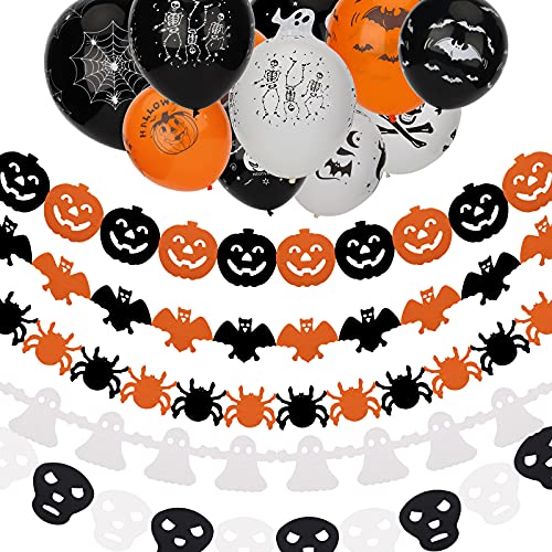 KINBOM Halloween-Party-Dekorationsset Halloween-Dekorationsbanner-Paket mit 5 Halloween-Bannern und 25 Halloween-Schädel-Luftballons Geisterzubehör für die Halloween-Party-Dekoration KINBOM Halloween-Party-Dekorationsset Halloween-Dekorationsbanner-Paket mit 5 Halloween-Bannern und 25 Halloween-Schädel-Luftballons Geisterzubehör für die Halloween-Party-Dekoration von KINBOM